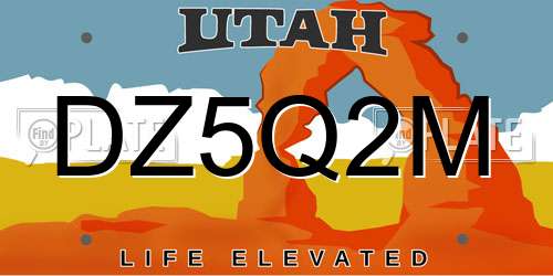 DZ5Q2M Utah License Plate