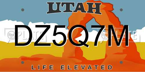 DZ5Q7M Utah License Plate