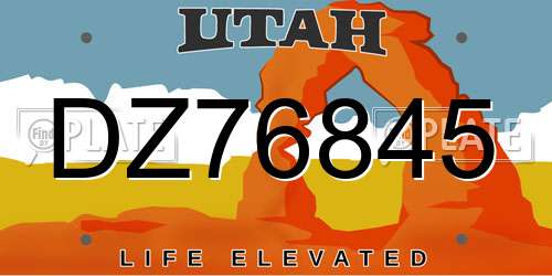DZ76845 Utah License Plate