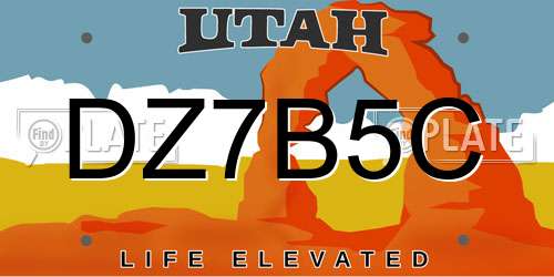 DZ7B5C Utah License Plate