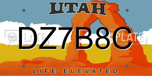 DZ7B8C Utah License Plate