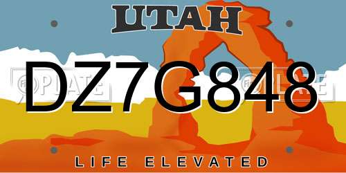 DZ7G848 Utah License Plate