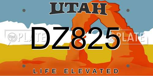 DZ825 Utah License Plate
