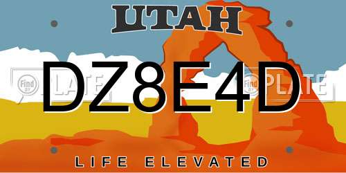 DZ8E4D Utah License Plate
