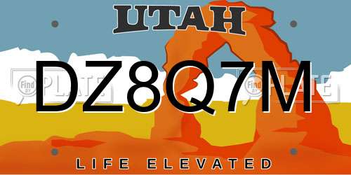 DZ8Q7M Utah License Plate