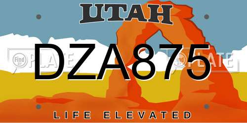 DZA875 Utah License Plate