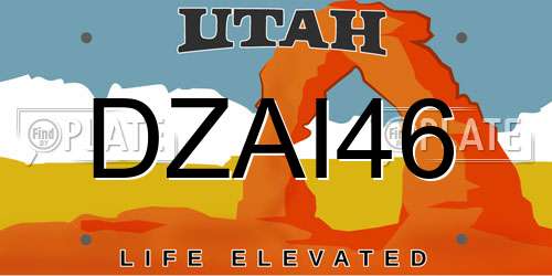 DZAI46 Utah License Plate
