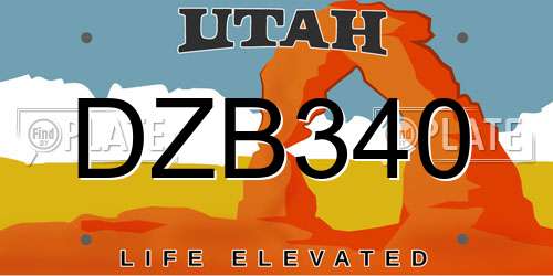 DZB340 Utah License Plate