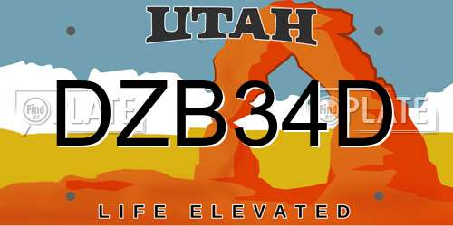 DZB34D Utah License Plate