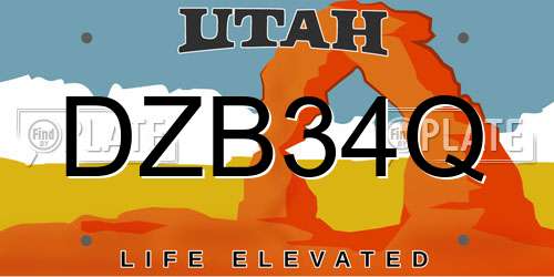 DZB34Q Utah License Plate