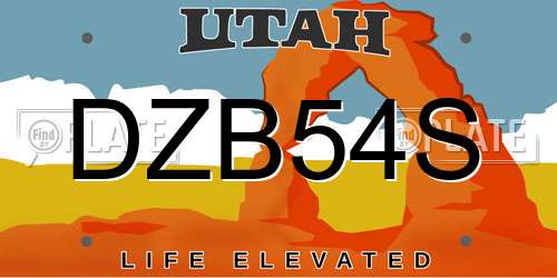 DZB54S Utah License Plate