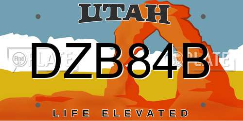DZB84B Utah License Plate
