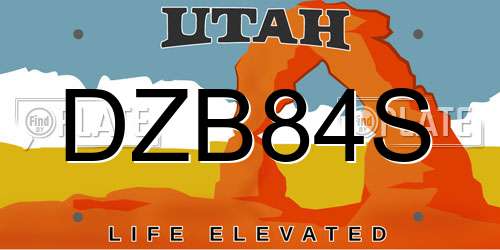 DZB84S Utah License Plate