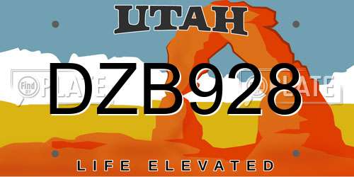 DZB928 Utah License Plate