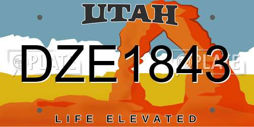 DZE1843 Utah License Plate