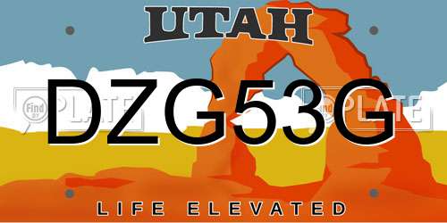 DZG53G Utah License Plate