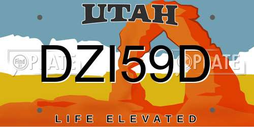 DZI59D Utah License Plate