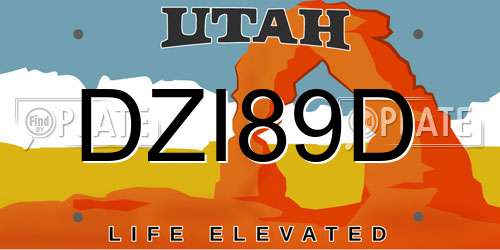 DZI89D Utah License Plate