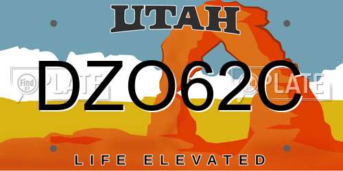 DZO62C Utah License Plate