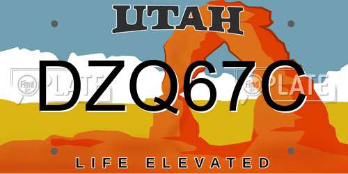 DZQ67C Utah License Plate