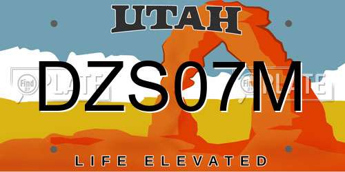 DZS07M Utah License Plate