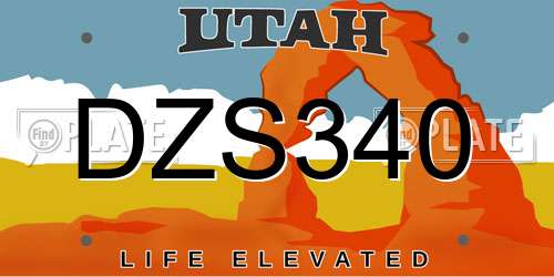 DZS340 Utah License Plate