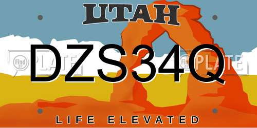 DZS34Q Utah License Plate
