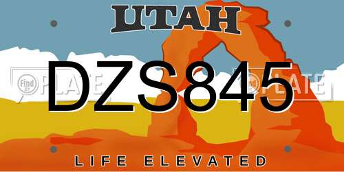 DZS845 Utah License Plate