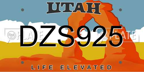 DZS925 Utah License Plate