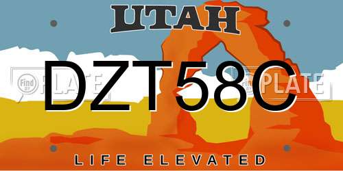 DZT58C Utah License Plate