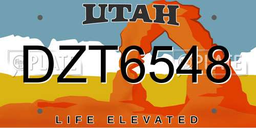 DZT6548 Utah License Plate