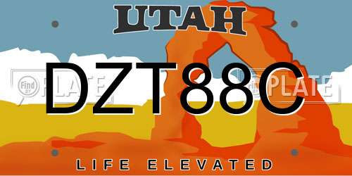 DZT88C Utah License Plate