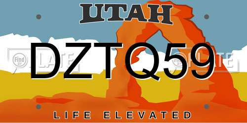 DZTQ59 Utah License Plate