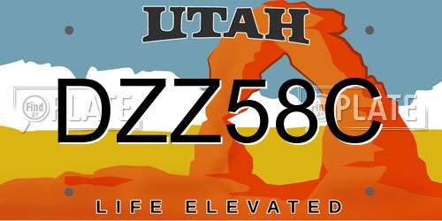 DZZ58C Utah License Plate