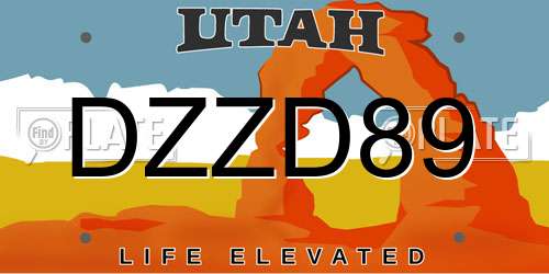 DZZD89 Utah License Plate