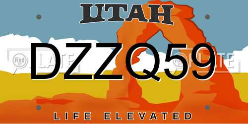 DZZQ59 Utah License Plate
