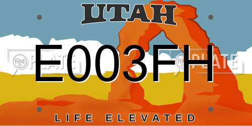 E003FH Utah License Plate