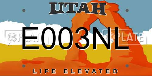 E003NL Utah License Plate