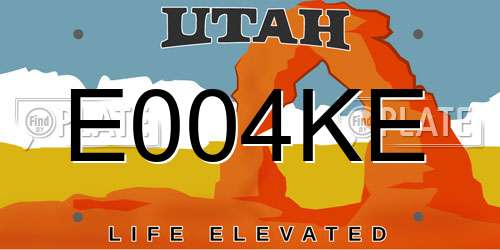 E004KE Utah License Plate