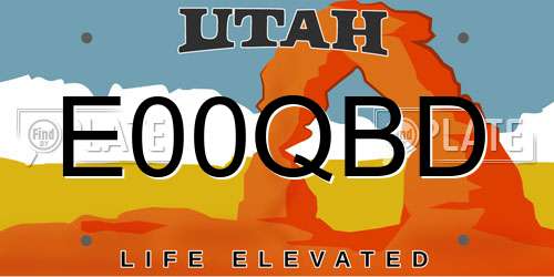 E00QBD Utah License Plate