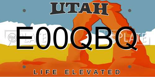 E00QBQ Utah License Plate