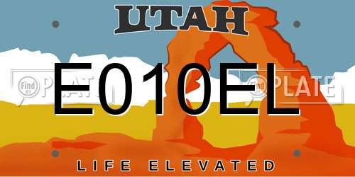 E010EL Utah License Plate