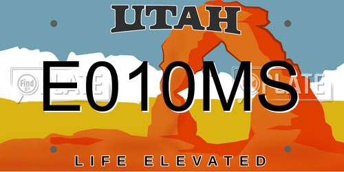 E010MS Utah License Plate