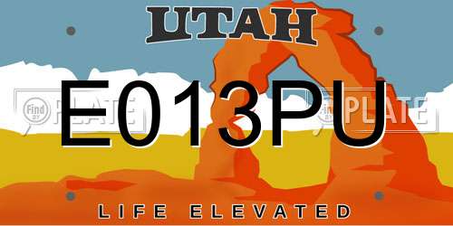 E013PU Utah License Plate