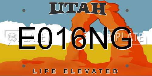 E016NG Utah License Plate