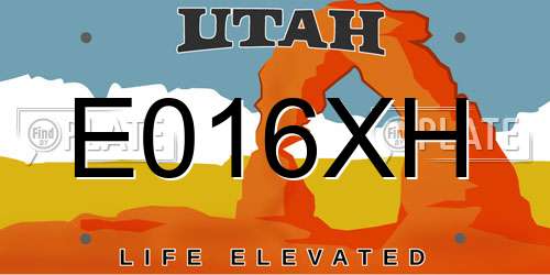 E016XH Utah License Plate