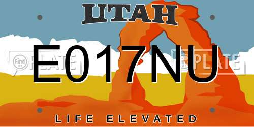 E017NU Utah License Plate