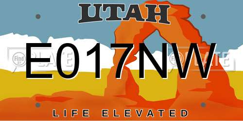 E017NW Utah License Plate