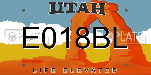 E018BL Utah License Plate