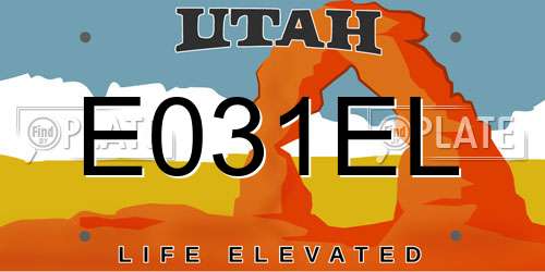 E031EL Utah License Plate